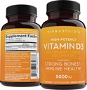 D3 Vitamina 5000 UI Softgels (125 mcg), 30 Softgels - Suplementos de vitamina D de alta potencia para la función sana de la inmune, huesos y músculos - Hecho con aceite de coco líquido orgánico