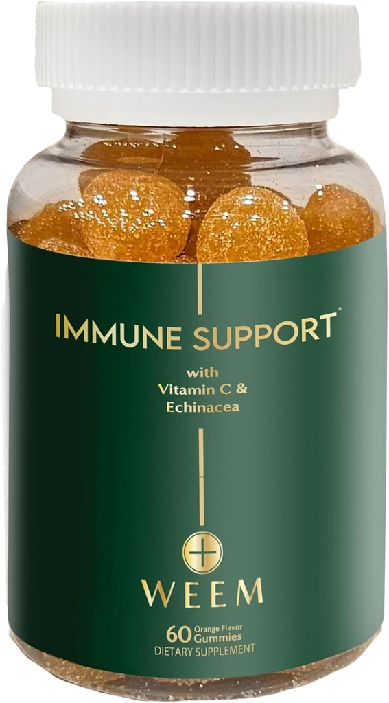 WEEM Immune Support Gummies - Vitamina C - Zinc - Echinacea - Apoyo al sistema de salud - Alternativa a las pastillas, sin gluten, Suplemento natural para niños y adultos - 1 Pack