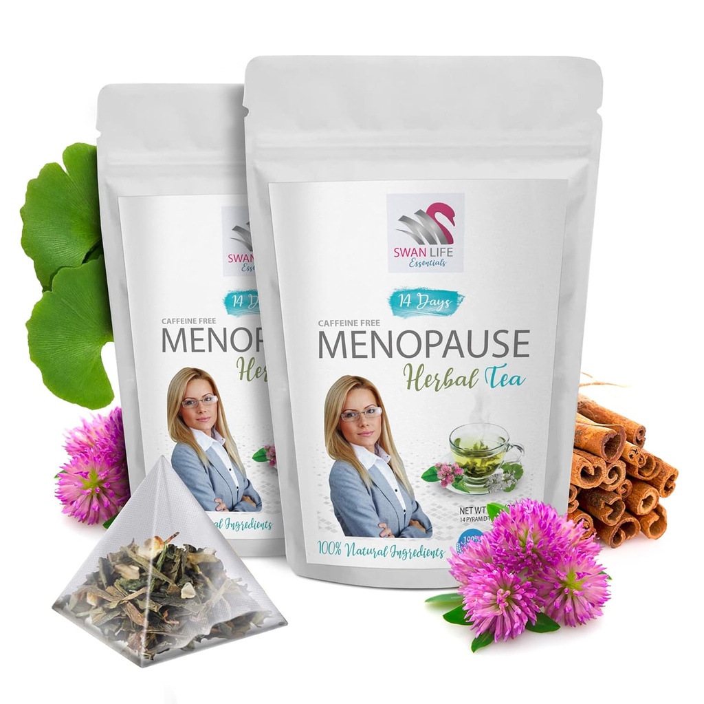 negro cohosh menopause relief - MENOPAUSE TEA 28 días, non gmo, 100% todo hierba natural, cafeína libre, cohosh negro, gingko, coágulo rojo, chip de canela, eleuthero, licorice, menopausia - 2 Bolsas 28 días