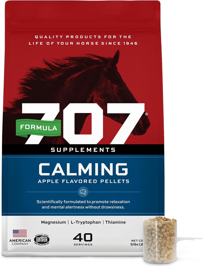 Fórmula 707 Calming Equine Supplement 5LB Bag – Ansiety Relief and Enhanced Focus for Horses – L-Tryptophan, Thiamine &amp; Magnesium