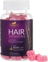 Hair Vitamin Gummies with 5000 mcg Biotin, Hair Growth Support Gummy, Premium Vegetarian Non-GMO With Vitamins E & C for Stronger, Beautiful Hair, Skin & Nails, Biotin Gummies Supplement - 60 Gummies