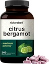 NatureBell Citrus Bergamot 5,000 mg Equivalente, 240 cápsulas vegetarianas ¦ Extra Strength 25:1 Extracto de fruta – Alto nivel antioxidante – Suplemento de apoyo al corazón- Vegan, No GMO