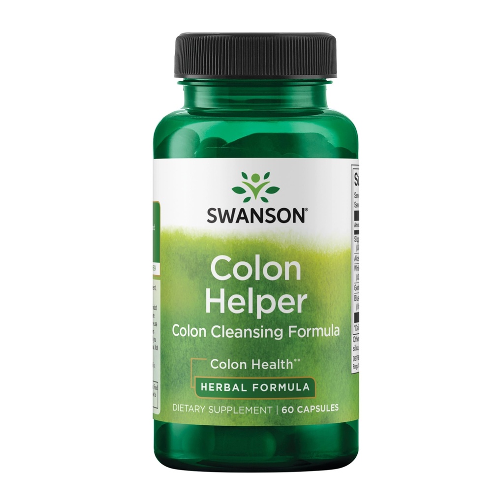 Swanson Colon Helper - promueve la salud digestiva utilizando Vervain, Goldenseal Root, Slippery Elm Bark &amp; More - Herbal Supplement Aiding Healthy Eliminations - (60 Capsules)(1 Pack)