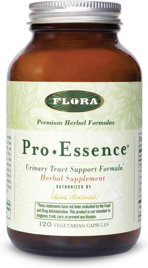 Flora - Suplemento de hierbas - Pro-Esencia, Ceniza de pene, Berry de Junner, Root de Burdock, Elm de resbaladiza, Vegan, 120 cápsulas