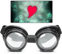 GloFX Black Heart Effect Diffraction Goggles - Ver corazones - 3D Holographic Visuales Edm Rave Outfit Steampunk Costume Cosplay Music Festival Essential