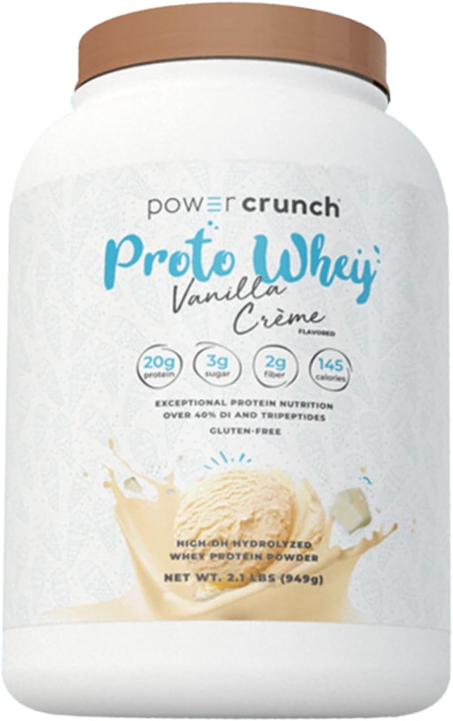 Power Crunch Proto Whey Vanilla Crème Protein Powder, 20g Protein, 26 Servidores 1 Contenedor de 2.1 LBS (949 g)