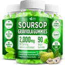 FRESHDRINKUS, Premium 90 Soursop Graviola Gummies, 2000mg por Serving, 45 Days Supply – 100% de Natural Soursop Graviola Leaves Extract, Vegan, Non-GMO, Gluten-Free (90 Gummies)