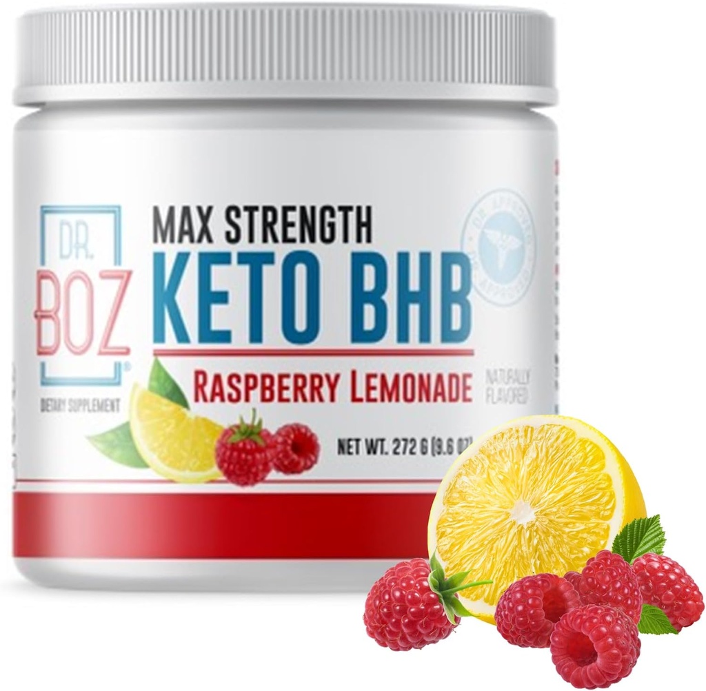 Dr. Boz - Keto BHB Powder - Raspberry Lemonade, 20 Servings - Ketones Bebida - Aumentar la energía " Reducir los ahorros - Max Strength Suplemento dietético - Calidad probado - Hecho en los EE.UU. - 9.6oz (272g)