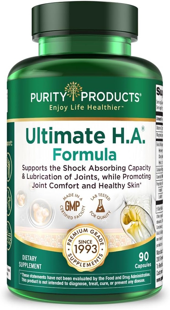 Purity Products Ultimate H.A. Fórmula - BioCell Collagen de estudio clínico - Soporte dinámico de ácido hialurónico para las articulaciones y la piel - 90 Cuenta - de
