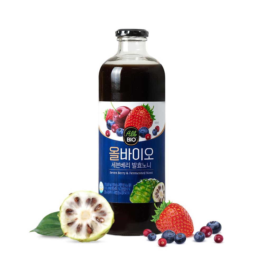 JAVA NONI JUICE EXTRACT with 7 BERRY BLEND - 33.8 fl oz (1L) Botella - 100% Pura Resveratrol &amp; Fermented by ALLBIO