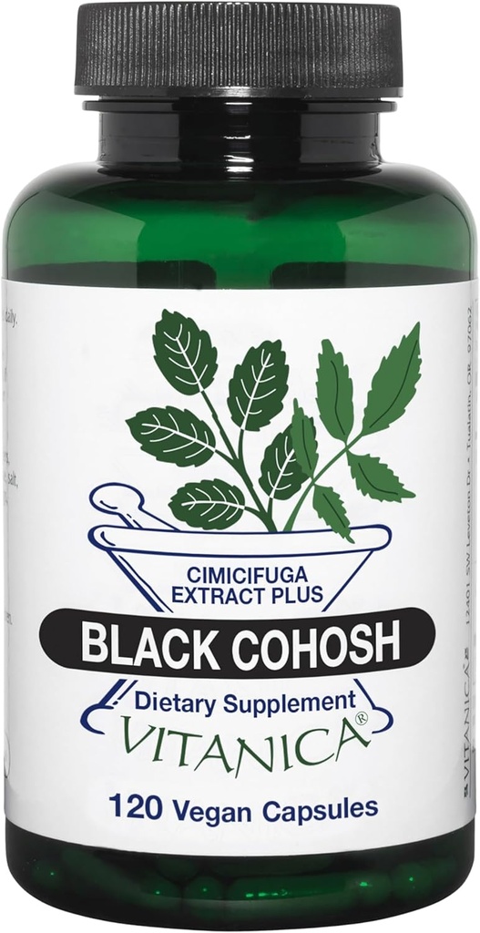 Vitanica Black Cohosh, Cimicifuga Extract Plus, Vegan, 120 Capsules