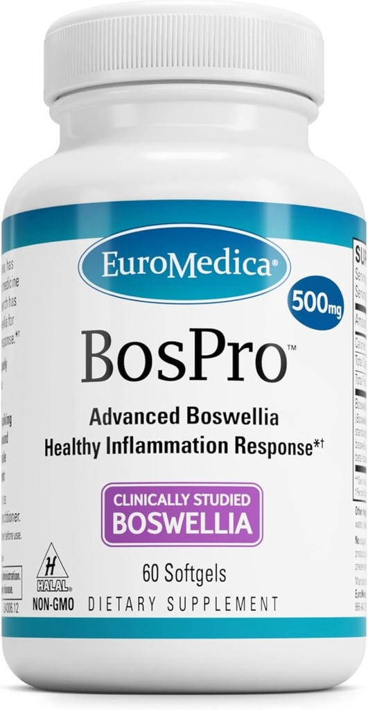 EuroMedica BosPro - Boswellia Serrata Extract Supplement - Dietary Supplement for Healthy Lung Support - Herbal Supplement Formula - 60 Softgels
