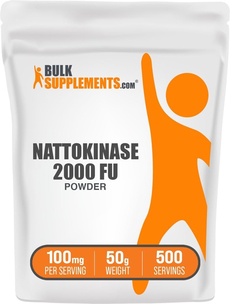 BulkSupplements.com Nattokinase 2000 FU Powder - Fuente de Natto Extract, Nattokinase Supplement - 100mg de Natto Powder por Serving, 50g (1.8 oz) (Pack of 1)