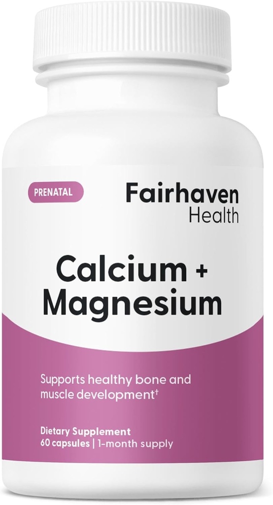 Fairhaven Health Peapod Cal-Mag tóxico Calcio y Magnesio Suplemento con vitamina D3 para el embarazo, bebé y salud femenina TEN Gluten &amp; Dairy Free CalMag Suplemento TEN 1 Mes de Suministro