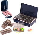 Pill Cutter+Pill Organizer, Pill Splitter Pill Cutter para pequeñas o grandes píldoras, Pill Box 7 días Medicina 3 veces al día, Portable Pill Crusher &amp; Pill Case for Purse Pocket