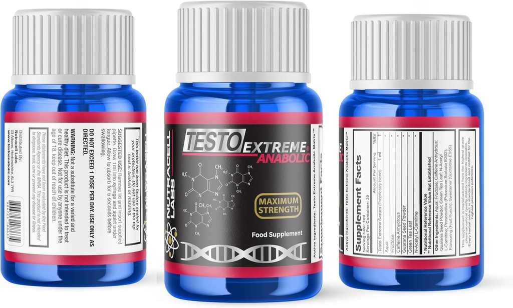 Testo Extreme Anabólico (4 Month Course) Booster de testosterona, Crecimiento muscular & Strength Stack