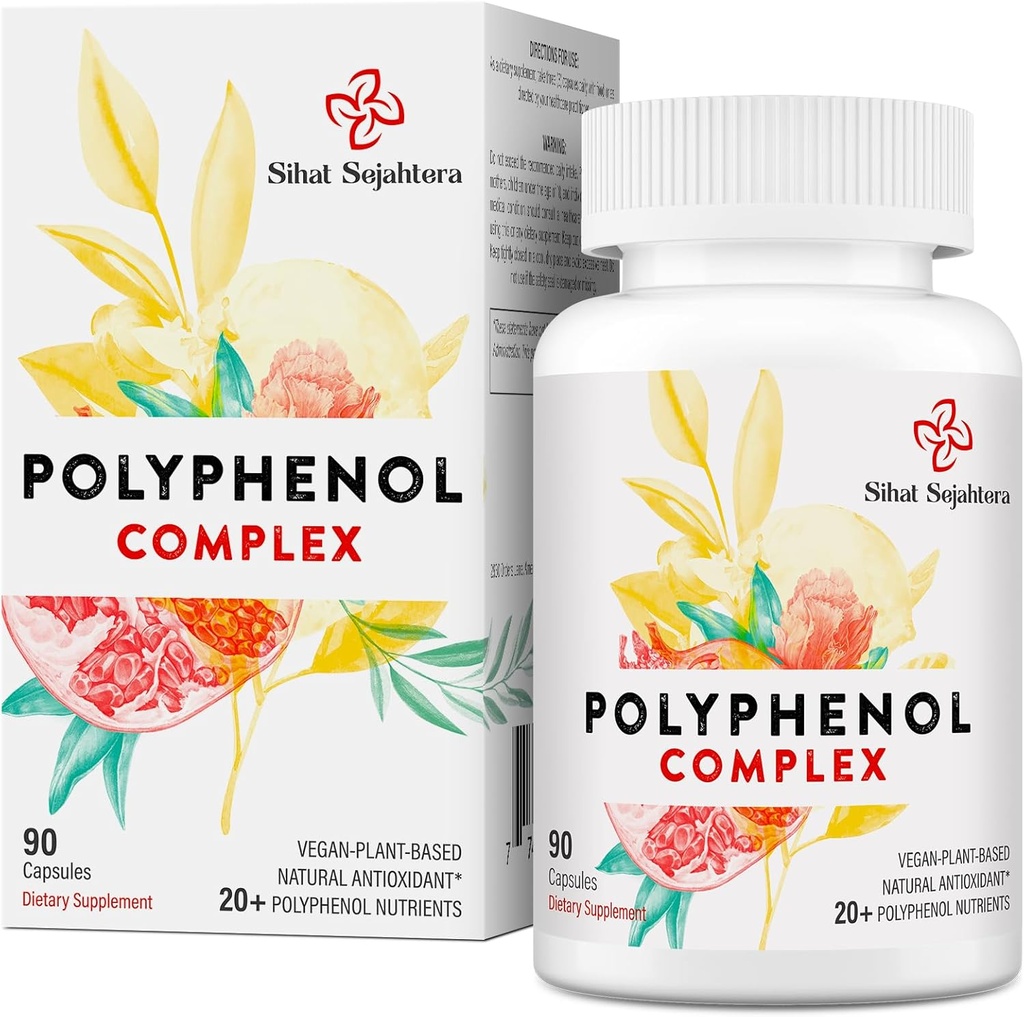 67,500 MG Polyphenols Supplement - Powerful Antioxidants &amp; Polyphenol for Age Defense, Polyphenol Superfood, Quercetin, Resveratrol, Green Tea, Plant-Based & Energy, Immune Support, 90 cápsulas