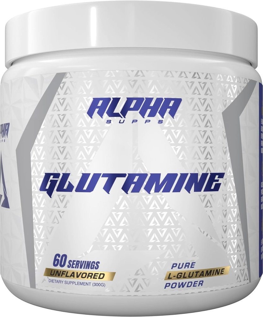 Alfa Supps Pure L-Glutamine Powder - Aminoácidos desarmados, Suplemento Nutricional de Glutamina para la Recuperación del Musculo, Gut & Immune Support - 60 Servings - 300 Grams