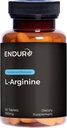 Suplemento L-Arginina de Endur, ayuda a apoyar la función sana del flujo de sangre " corazón, ejercicio " salud inmune, sin gluten, 350 mg (60 tablas)