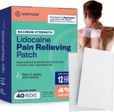 Patches de dolor WELMATE Lidocaína de fuerza máxima 4% Topical Numbing Analgesic – Lidocaine Patches for Nerve & Back Pain Relief, Sciatica, Neck Muscle Strain, Knee, Agujero Conjunto, Hip, Pie (40ct)