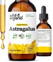 Wild & Organic Astragalus Tincture - Immune Support Drops w/Astragalus Root Extract - Herbal Supplement for Calmness & Relaxation - Vegan, Sugar & Alcohol Free - 2 fl oz