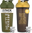 [2 Pack] 28oz Botella Shaker con citas motivacionales (Black/Gold & Moss)   Protein Shaker Bottle with Mixer Agitators ← Blender Shaker Bottle for Protein Mixes Pack es BPA Gratis y Dishwasher Safe