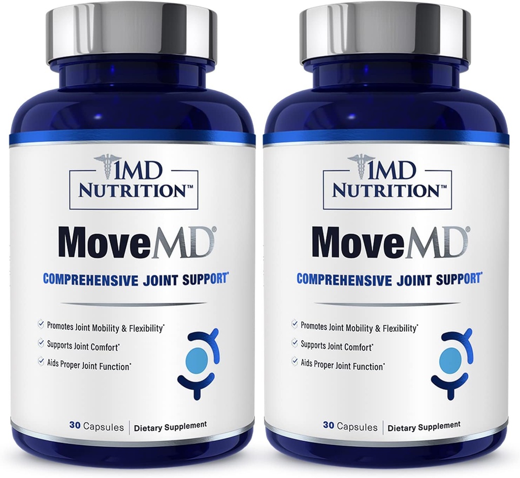 1MD Nutrición MoveMD - Suplemento Conjunto de Salud - Doctor Fórmido Silencioso con Collagen, Astaxanthin, y Más Silencioso 30 cápsulas (2-Pack)