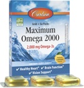 Carlson - Maximum Omega 2000 Grab + Go Packs, 2000 mg Omega-3, Wild-Caught, Norwegian Fish Oil Supplement, Sustentably Sourced Fish Oil Capsules, Lemon, 30 Softgel Pack