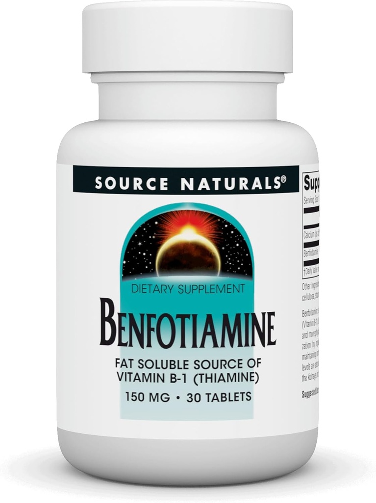 Fuente Natural: Benfotiamina, Fat Soluable Fuente de Vitamina B-1 (Thiamine) 150 mg 30 Tablet