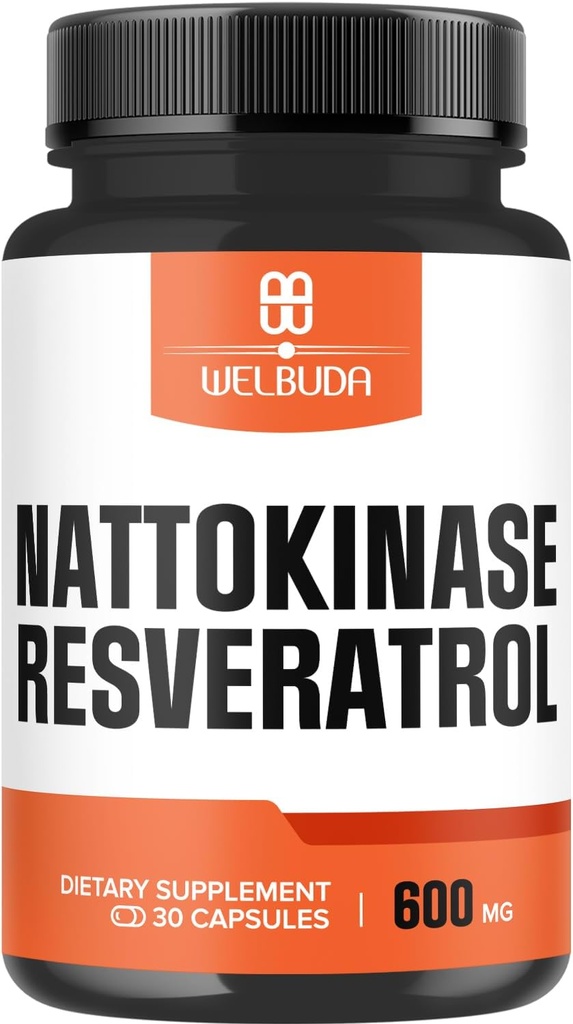 Nattokinase Suplemento 3300mg con Trans-Resveratrol - Apoyo al Sistema Inmunitario, Corazón Saludable &amp; Balance Corporal - 30 Servimientos