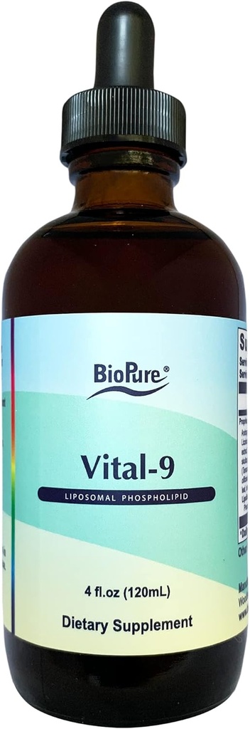 BioPure Vital-9 Liposomal Phospolipid – Potent Botanical Combination of 8 Herbal Extracts and Liposomes to Support Respiratory, Gut, Immune Function, Soothe Throat, " More – 4 fl. oz.