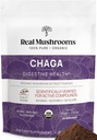 Mushrooms reales Chaga Mushroom Powder – Orgánica Chaga Extracto del Cuerpo de Fruto – para el Bienestar diario y el apoyo energético – Vegan, No GMO, 60 Servidores Suplemento de Mushroom