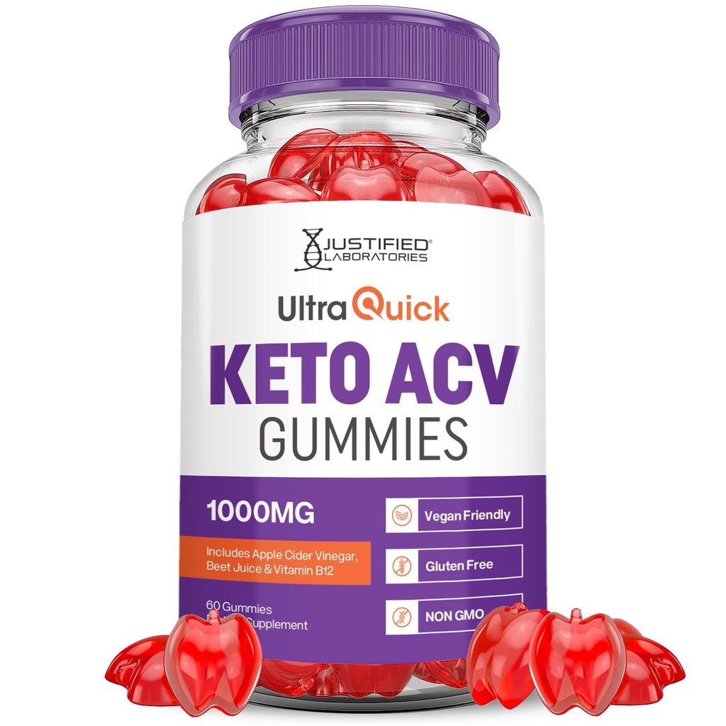 Ultra Quick Keto ACV Gummies Advanced Formula 1000MG Ultraquick Keto Gummies Apple Sider Vinegar Formulado con Pomegranate Beet Juice Powder B12 Vegan Non GMO 60 Gummys