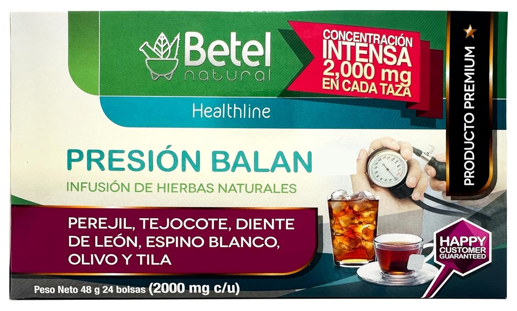 PresionBalan Tea by Betel Natural - Asistencia saludable para la presión - 24 bolsas de té
