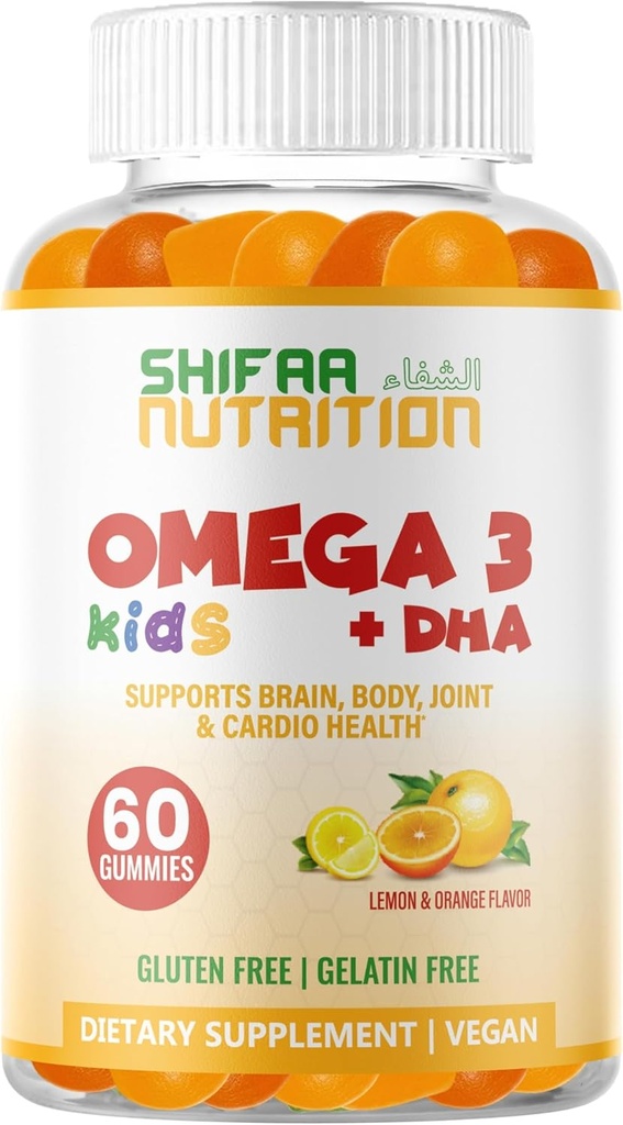 Gelatin Free Kids Omega 3 Gummies w/DHA 30 Servings. Omega 3 de base vegetal para niños. Gluten Free " Non-GMO DHA Gummies. Niños Omega 3 Gummies para niños. Omega 3 Kids to Support Brain &amp; Immune System