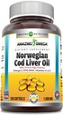 Amazing Omega Norwegian Cod Liver Oil 1000 Mg 250 Softgels ← Lemon Flavor