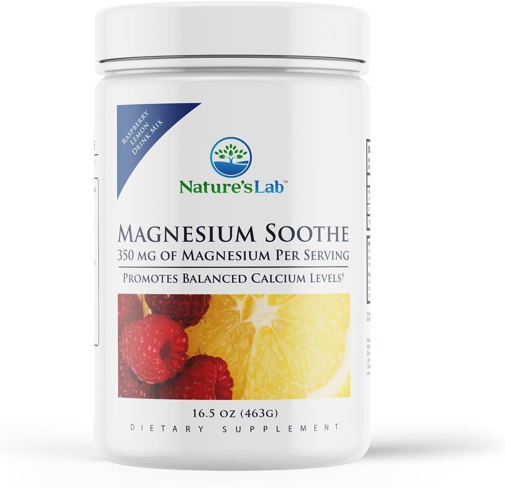 Lab Magnesium Soothe Powder 350mg - Promueve Niveles de Calcio Equilibrados, Función del Musculo &amp; Nerve, Producción Energética y Salud Cardiovascular Global - 16.9 oz (100 Servings)