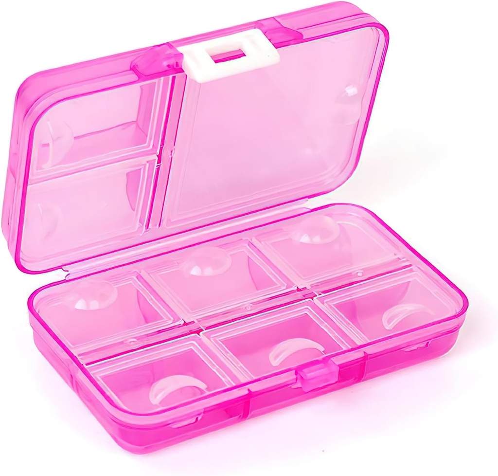 Pill Organizer, Portable Pill Case, 9 compartimentos Moisture-Proof Travel Pill Case for Vitamins, Medicine, Fish Oil, Supplements, Pill Dispenser (Pink)
