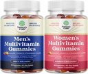 Bundle of Daily Mens Multivitamins Gummies with Zinc and Biotin for Energy and Immunity and Daily Multivitamin for Women Gummies - Gummy Vitamins for Health and Wellness - Non-GMO Gluten Free & Halal