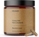 ProMix Nutrition Grass Fed Raw Beef Liver Supplement, Multivitamin - Bioavailable Vitamina A, B12, D3, Heme Iron - 180 Gelatin Capsules