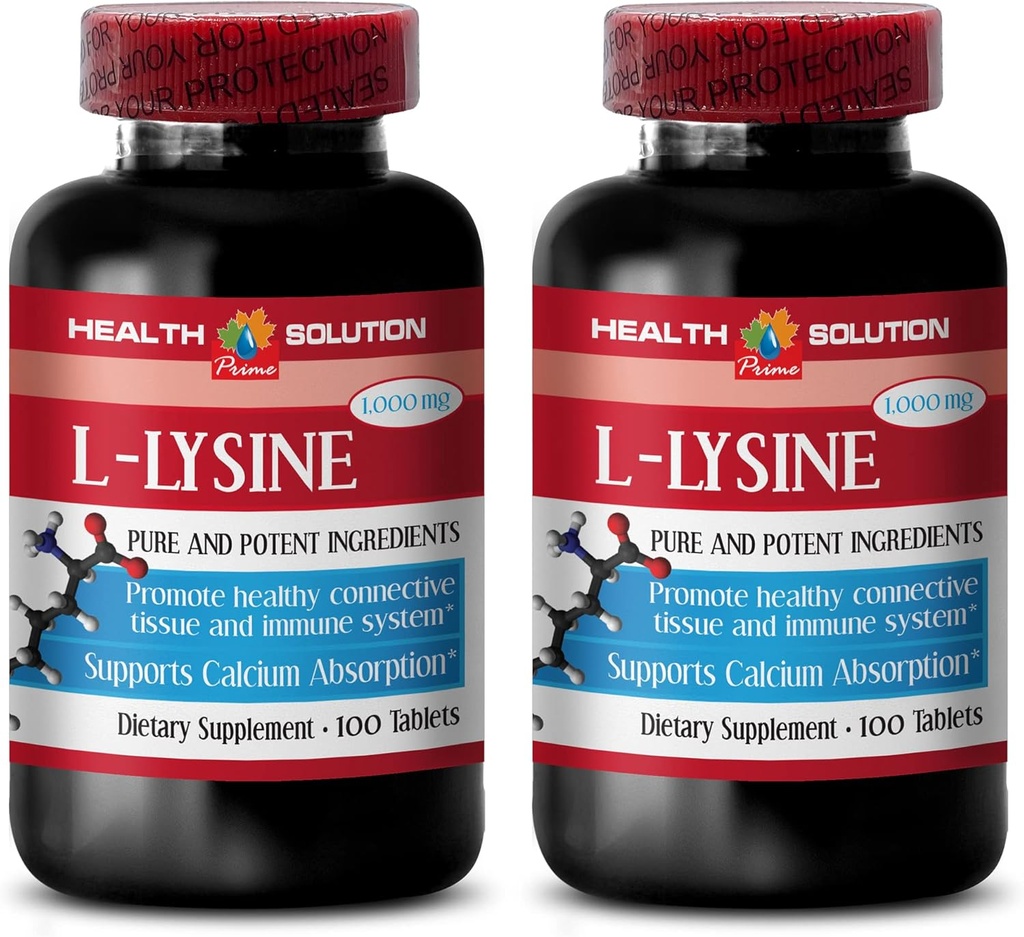 L-lysine 1000 mg Tabletas - L-LYSINE 1000MG - Promover la piel saludable - l-lysine Tablets - l-lysine 1000mg Tablets - l-lysine Supplement - l-lysine Ointment - lysine 1000mg Tablets, 2 Bottles 200 Tabs