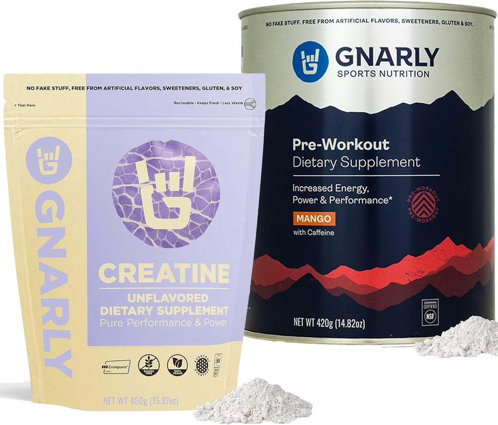 Gnarly Nutrición Cretina Polvo, Desflavorado (16.05oz) Mango de Preworkout (14.82oz)