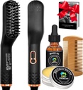 Beard Straightener w/Beard Oil &amp; Guide E-Book,Actualizado 3 en 1 Peluquería Straightener Cepillo Beard Straightening Comb,Unique Stocking Stuffers Regalos para Hombres Él Papa Marido Regalos de Navidad
