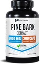 Saludfare Pine Bark Extracto 6000mg Francés Marítimo Silencio 200 Vegan Capsules ← Normalizado 95% OPC Proanthocyanidins ← Antioxidante Suplemento Herbal Silencio No GMO, Libre de gluten Silencio Hecho en Estados Unidos