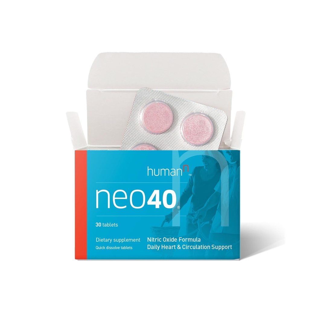 HumanN Neo40 Daily Heart & Blood Circulation Supplements to Boost Nitric Oxide - Supports Blood Pressure - from Maker of SuperBeets -Includes 30 Dissolvable Tablets - Tasty Fruity Flavor