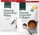 Natural Force Grass Fed Organic Whey Protein Powder Vanilla Flavor 5 lb Organic Clean Collagen Peptides Powder Unflavored, 32oz