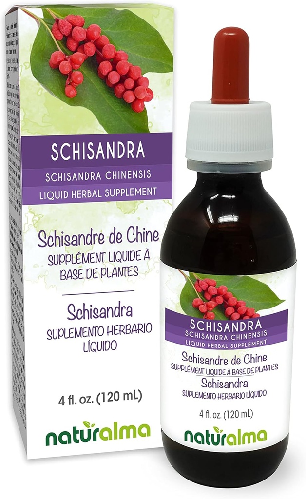 Naturalma Schisandra (Schisandra chinensis) Fruta Alcohol-Free Tintura - 4 fl oz Liquid Extract in Drops - Herbal Supplement - Vegan