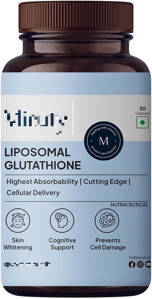 YUJI Liposomal Glutathione - Bioavailabilidad más alta - Glutathione para la piel - Brillante facial - Hidratación de la piel - Salud del hígado - Apoyo de desintoxicación - 30 Caps