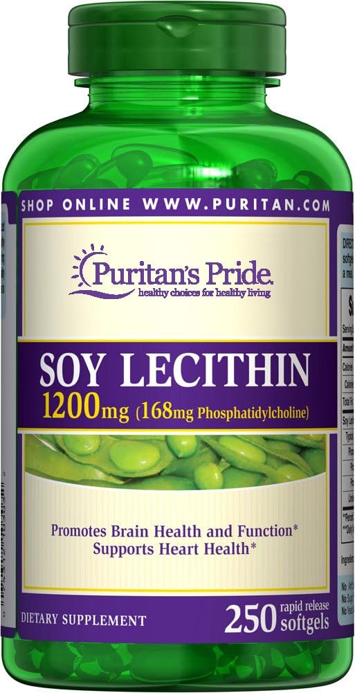 Puritan's Pride Soy Lecithin 1200 mg 250 Rapid Release softgels