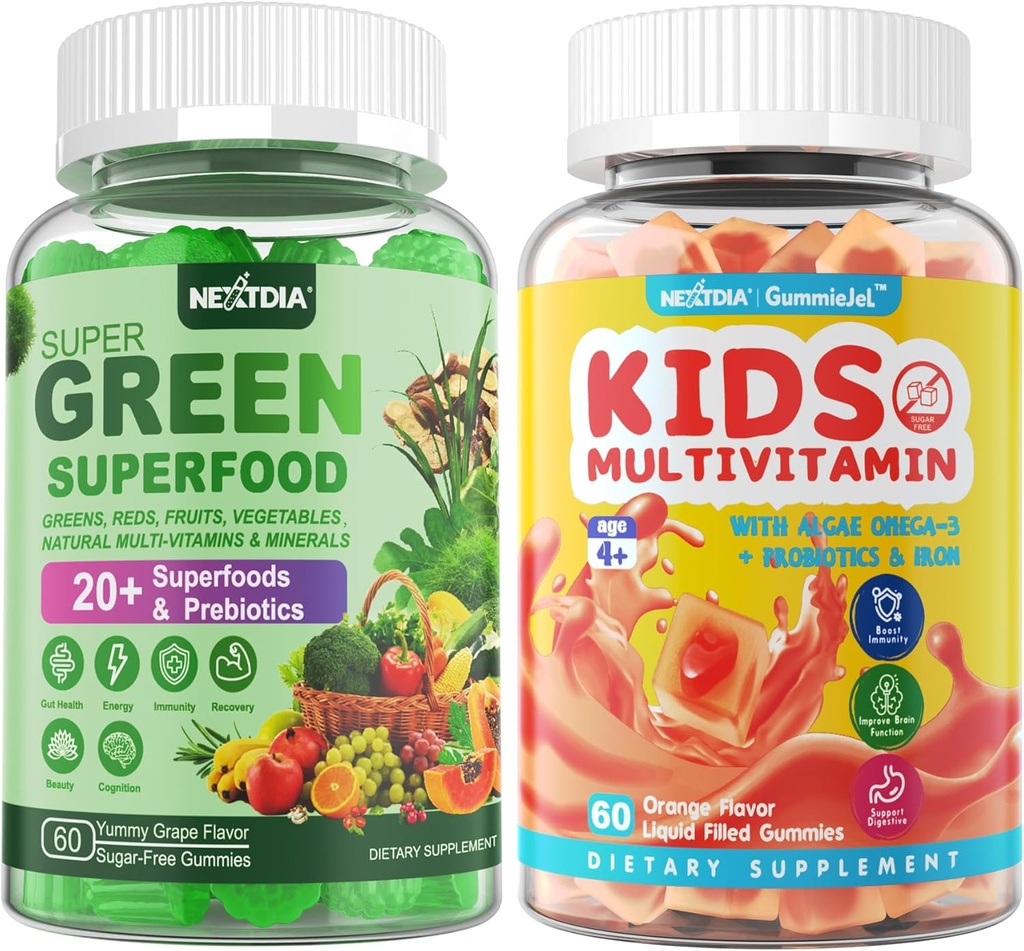 Gummies multivitamina para niños + Gummies Super Greens